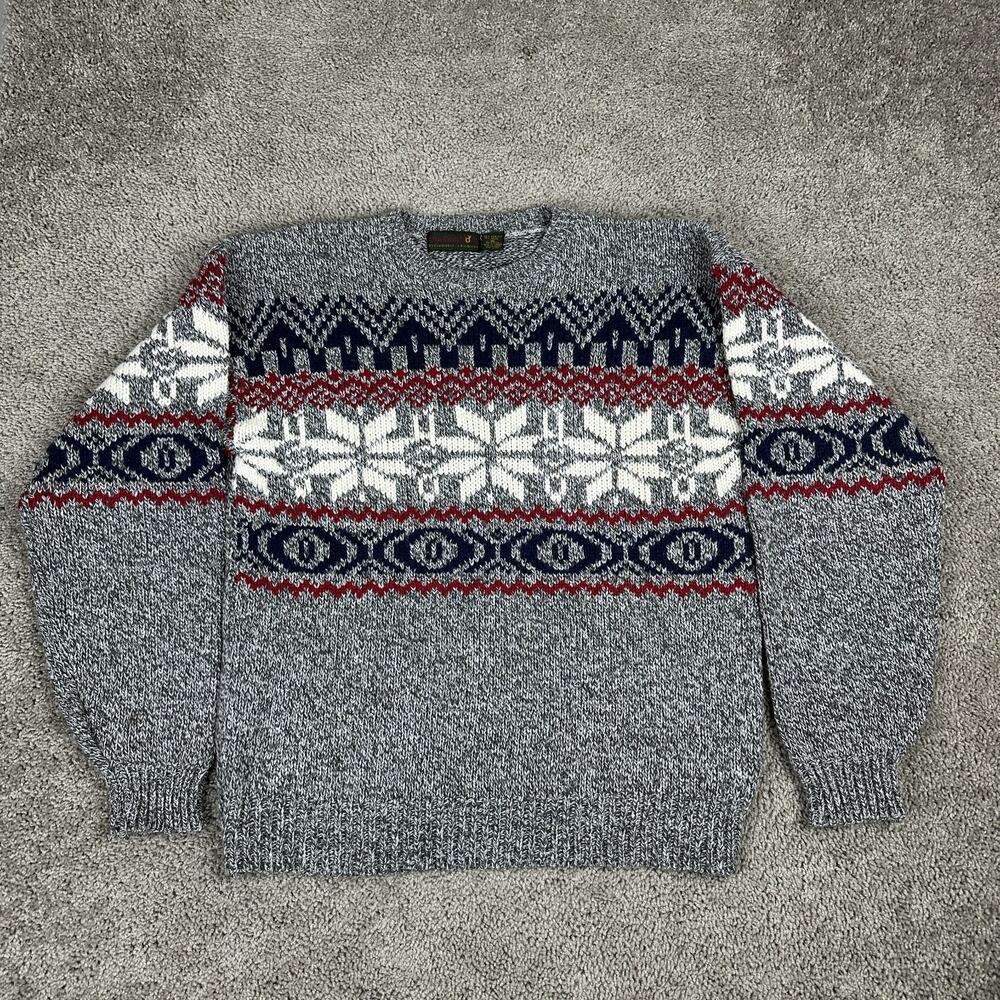 VINTAGE Hunting Horn Sweater Mens XL Fair Isle Acrylic Wool Blend Winter READ